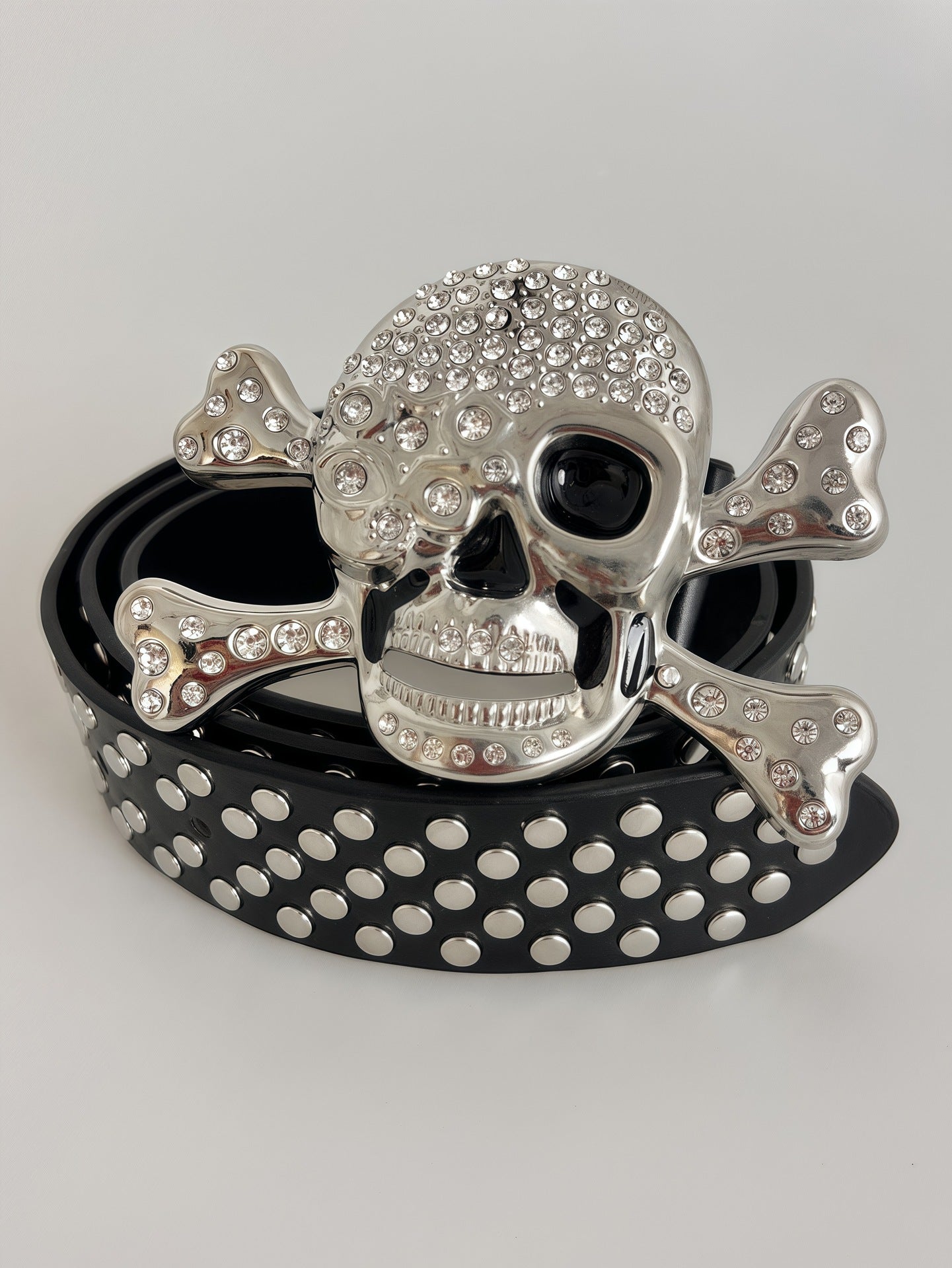 Big Skull Hip Hop Alloy Rivet Square Beads Pyramid Distinctive Belt Women's All-match Decorative High-grade Sense Belt