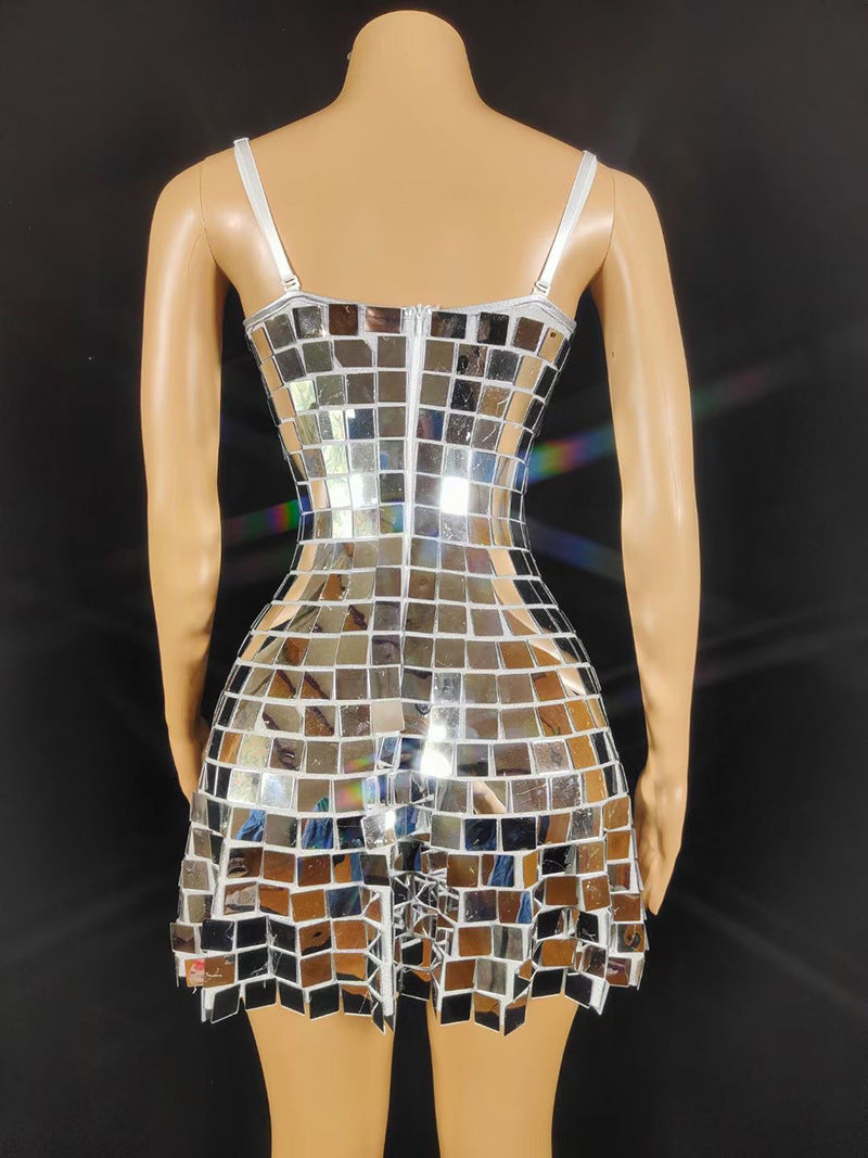 Birthday Costume Diamond Costume Sexy Suspender Elastic Large Sequin Skirt Ultra Short Dress Party Dress Night