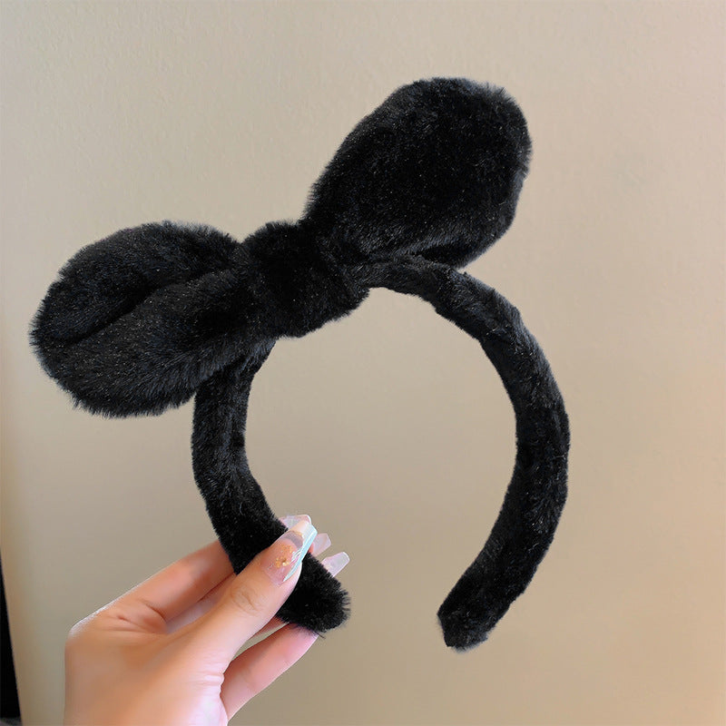 Bow cat ears plush headband face washing hair pressing non-slip headband sweet cute hair bundle children hairpin headdress