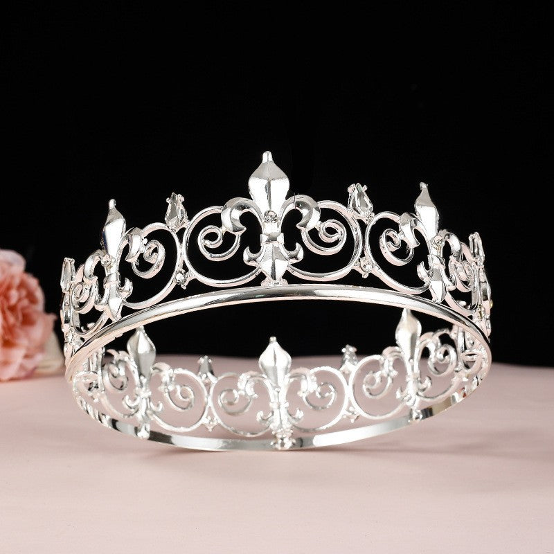 Men's golden king crown headdress adult birthday crown stage opera performance unisex round crown wholesale