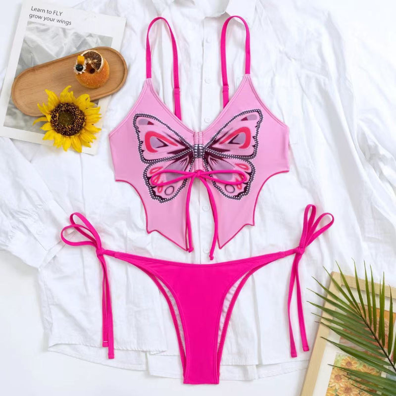 2025 new European and American bow ins style split bikini bikini sexy swimsuit cross-border foreign trade wholesale