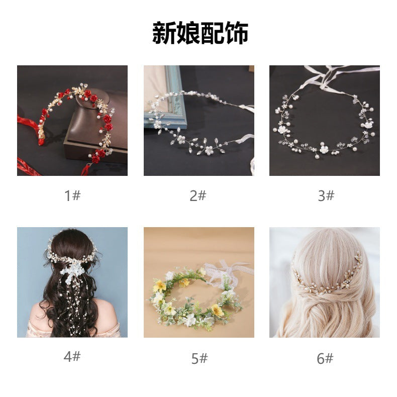 Handmade Beaded Pearl Mesh Hat Hair Net Bridal Dress Headdress Exotic Style High-End Niche Water Drop Hair Hoop Hair Cover