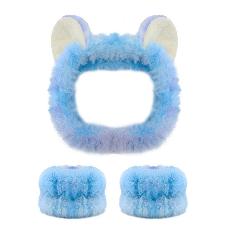 Amazon Plush Headband Wristband Set Face Washing Absorbent Headband Cartoon Cute Waterproof Hairband Wholesale
