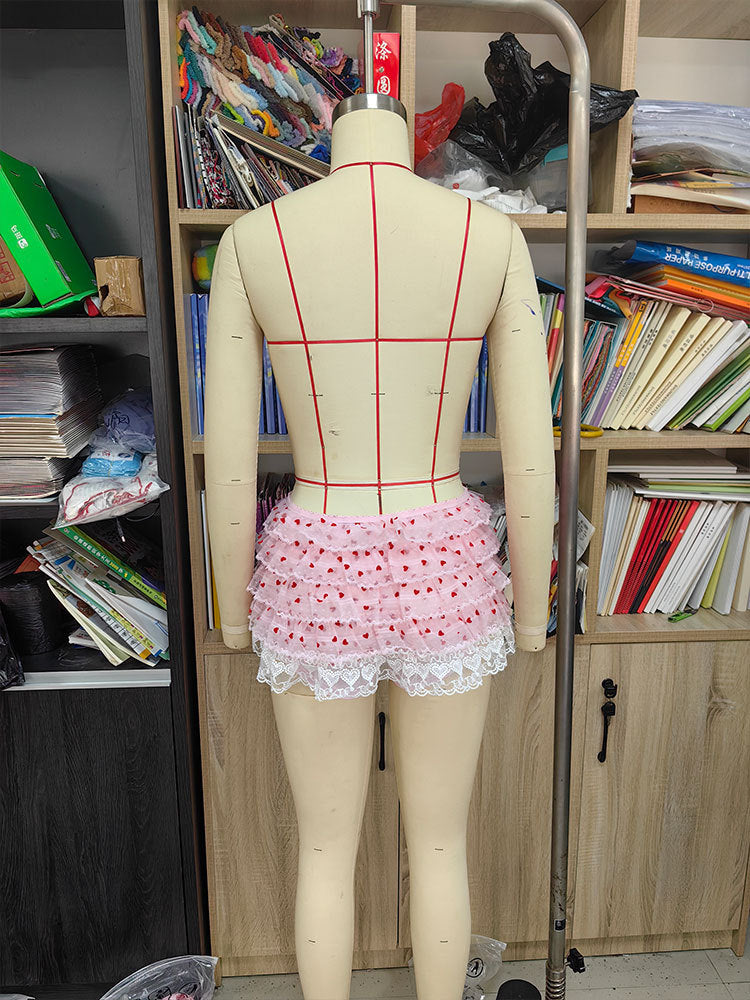 European and American Cross-border New Ballet Style Cake Skirt Short Skirt Fairy Mesh Puff Skirt Lace A- line Skirt Summer Pleated