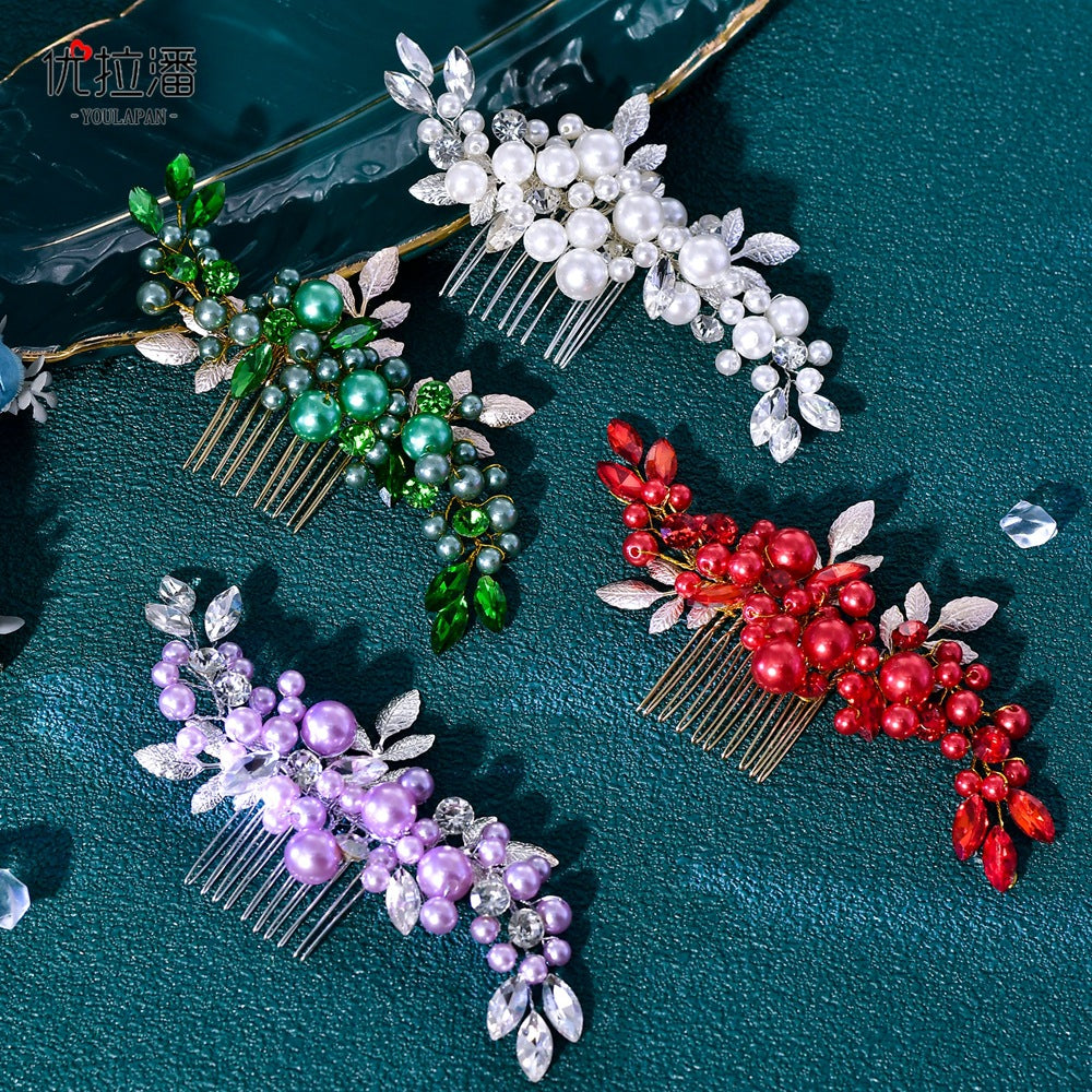 Youlapan Hp596 European and American Fashion Bridal Hair Comb Hand-Beaded Alloy Leaf Hair Accessories Hair Styling Accessories