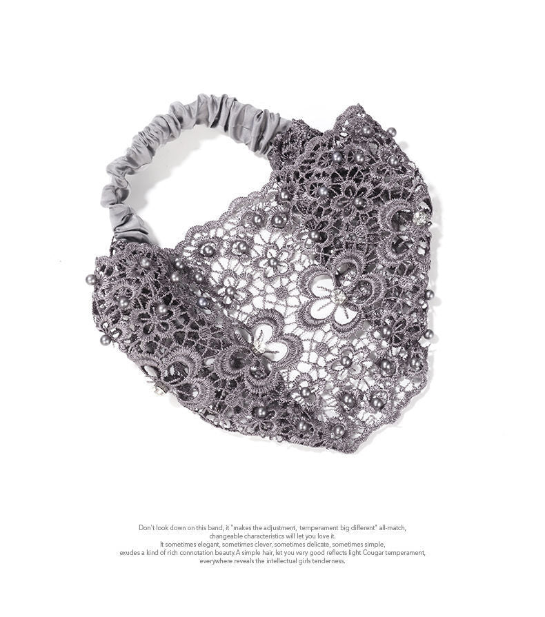 Cross-border Explosions Hollow Hair Band Nail Beads Shake Voice Internet Celebrity Wide-brim Pressing Hair Covering White Hair Headband Female Headwear Headband Hair Band
