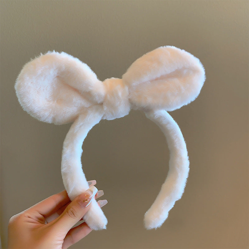 Bow cat ears plush headband face washing hair pressing non-slip headband sweet cute hair bundle children hairpin headdress