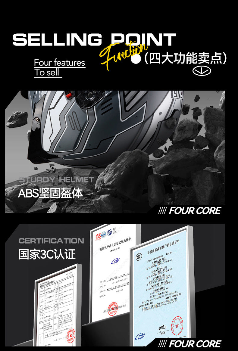 New National Standard 3C/Dot Certified Motorcycle Helmet Dual Lens with Bluetooth Headset Glasses Slot Full Face Motorcycle Helmet