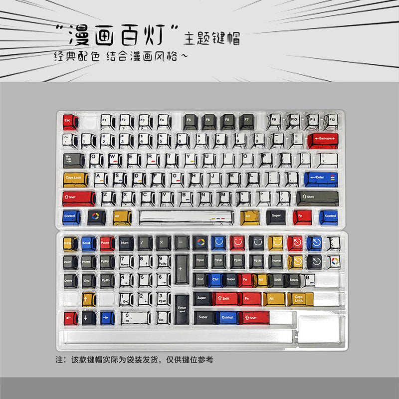 Gundam Comic Hundred Mixed Lamp Key Cap Original Height 136 Key Full Set Classic Simple Mechanical Keyboard Key Cap Key Meow