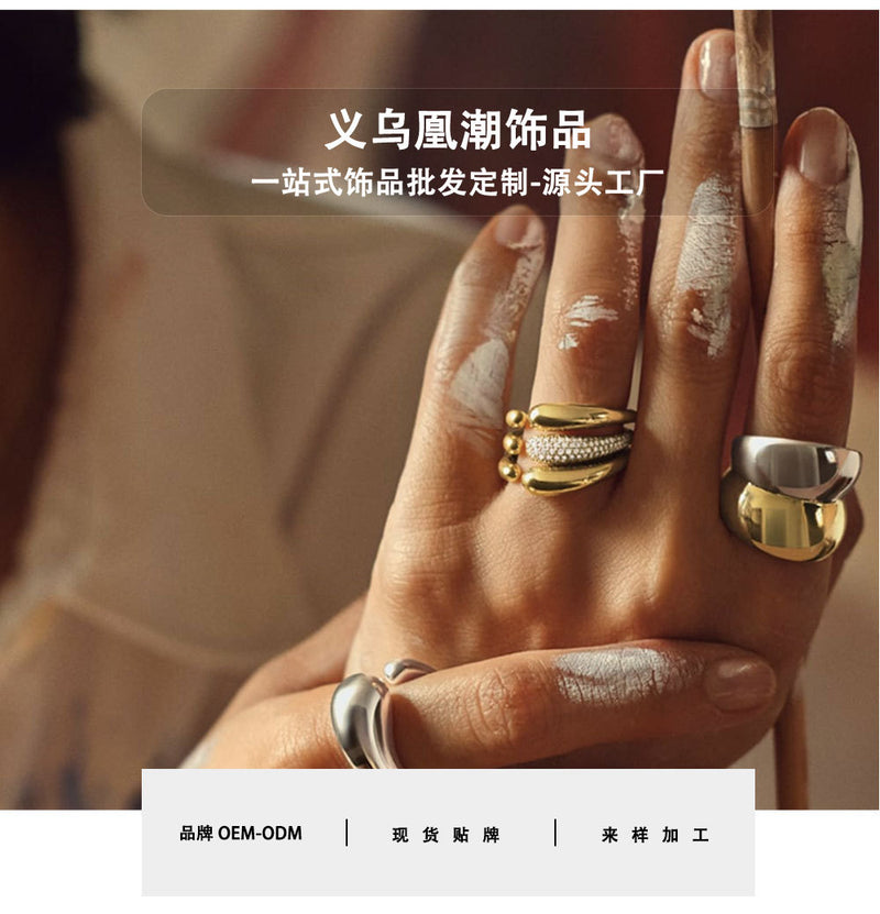 Ins style European and American cross-border 18K gold stainless steel snake ring female temperament all-match titanium steel ring non-fading jewelry