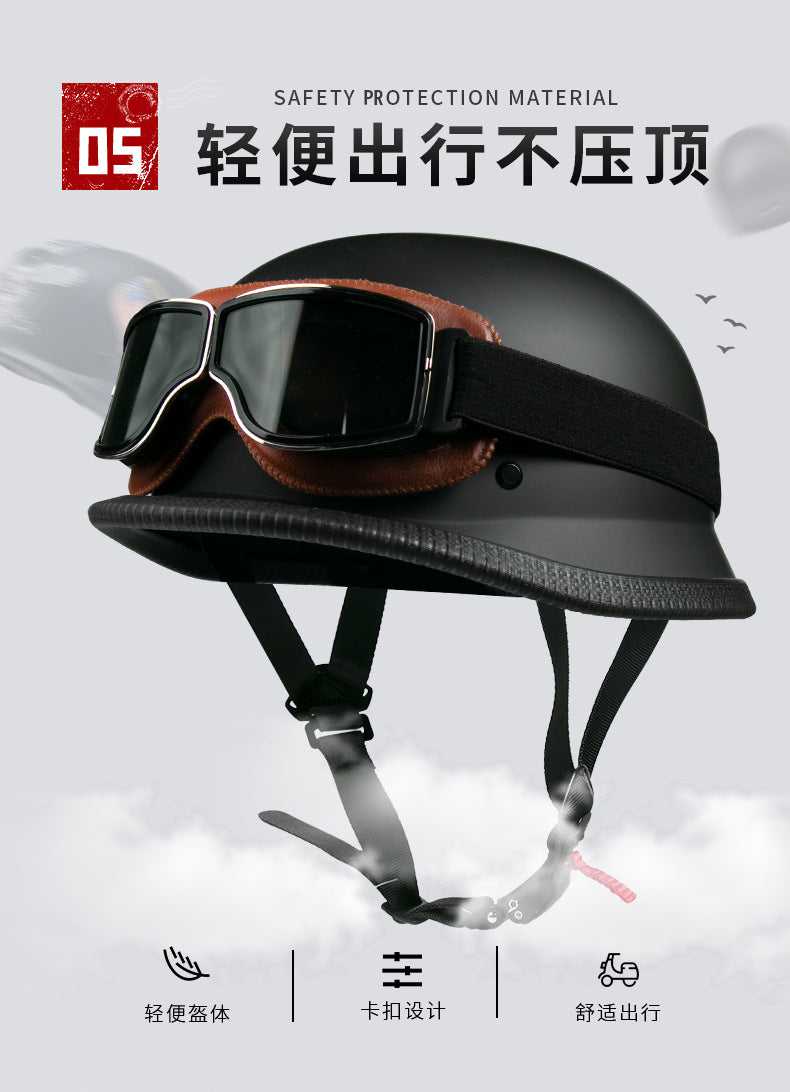 Cross-Border Exclusive Dot German-Style Soldier Helmet, Vintage Helmet, Scooter Cruiser Half Helmet, Unisex, Dot Certified