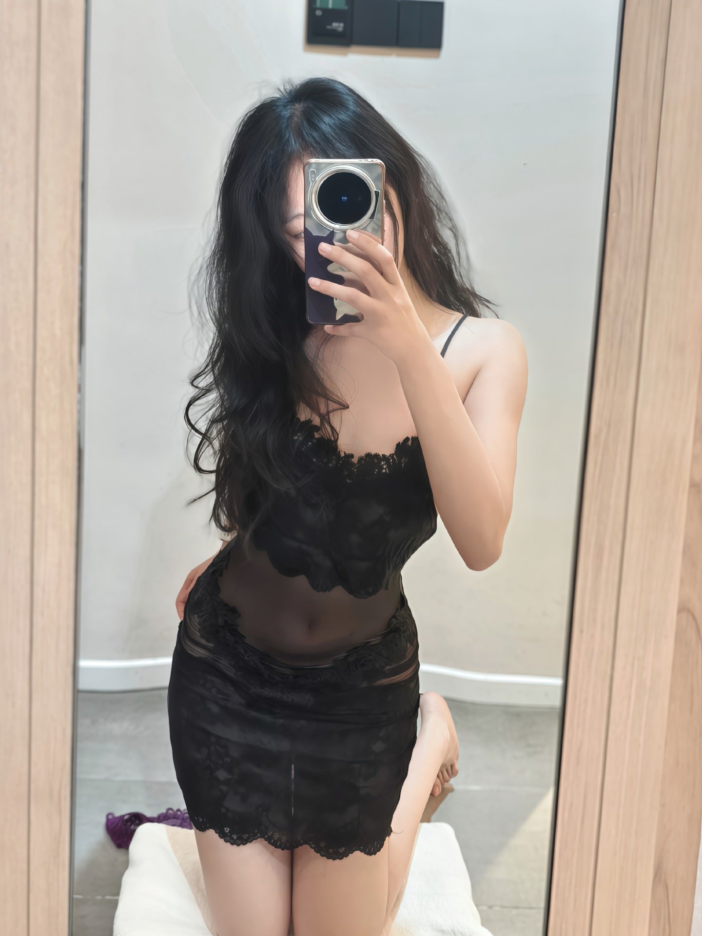 Ifelinse Lace Sexy Pajamas for Women Pure Desire Transparent Mesh Suspender Date Dress High-End Nightgown