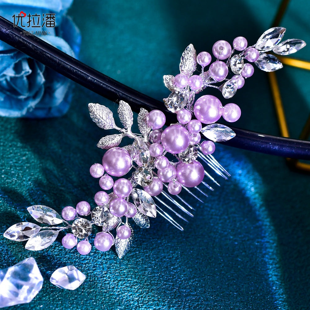 Youlapan Hp596 European and American Fashion Bridal Hair Comb Hand-Beaded Alloy Leaf Hair Accessories Hair Styling Accessories