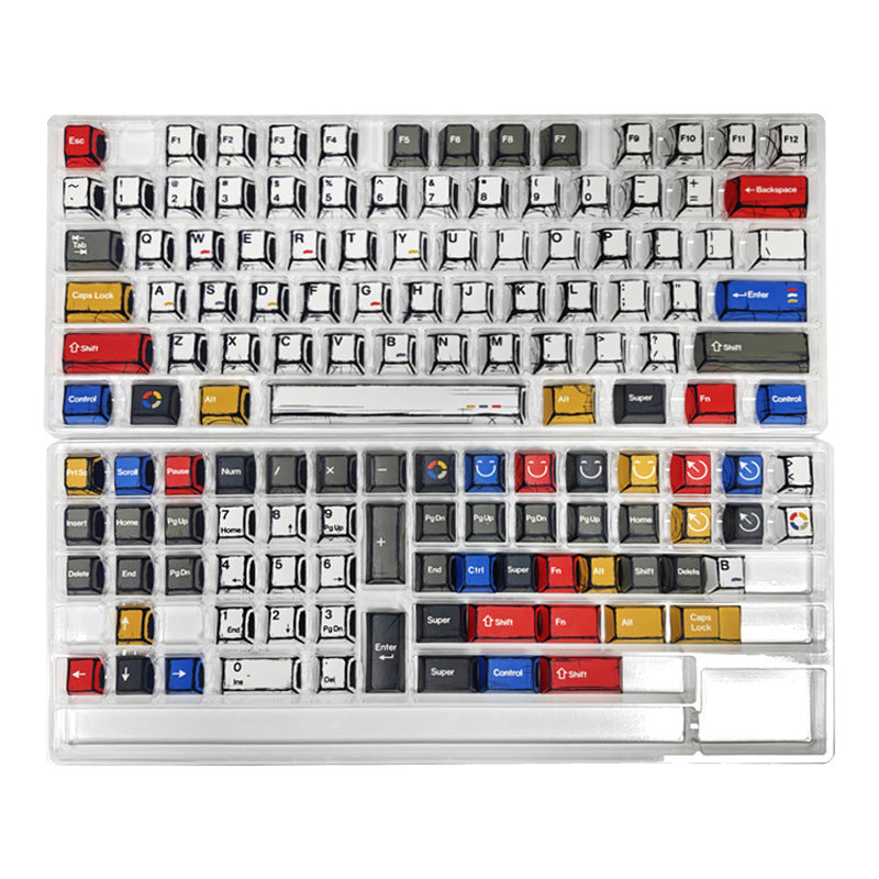 Gundam Comic Hundred Mixed Lamp Key Cap Original Height 136 Key Full Set Classic Simple Mechanical Keyboard Key Cap Key Meow