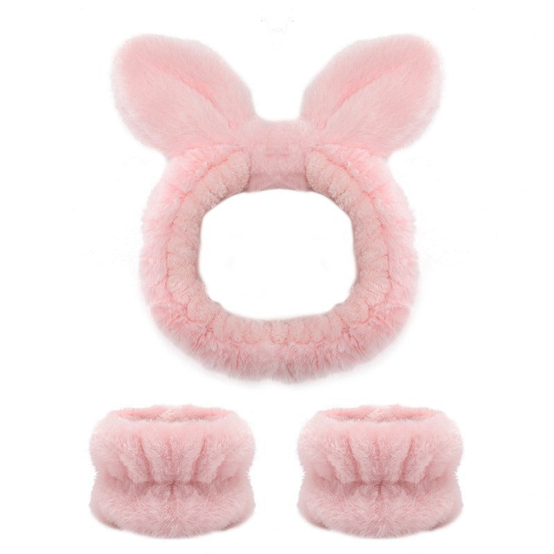 Amazon Plush Headband Wristband Set Face Washing Absorbent Headband Cartoon Cute Waterproof Hairband Wholesale