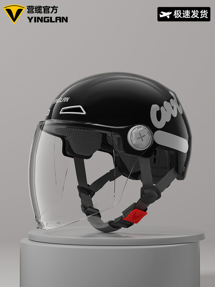 Camp cable helmet female electric car 3c new national standard four seasons universal battery car motorcycle male retro helmet half winter