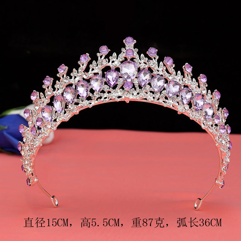 2024 New Bridal Headwear Three-Piece Crown Necklace Set Wedding Hair Accessories Wedding Accessories Jewelry Korean Style