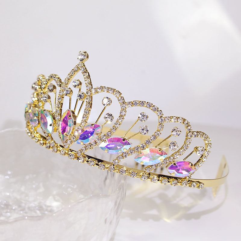 European and American rhinestone wedding bride crown fashion metal wedding beauty pageant hairband girl crown headdress manufacturers wholesale