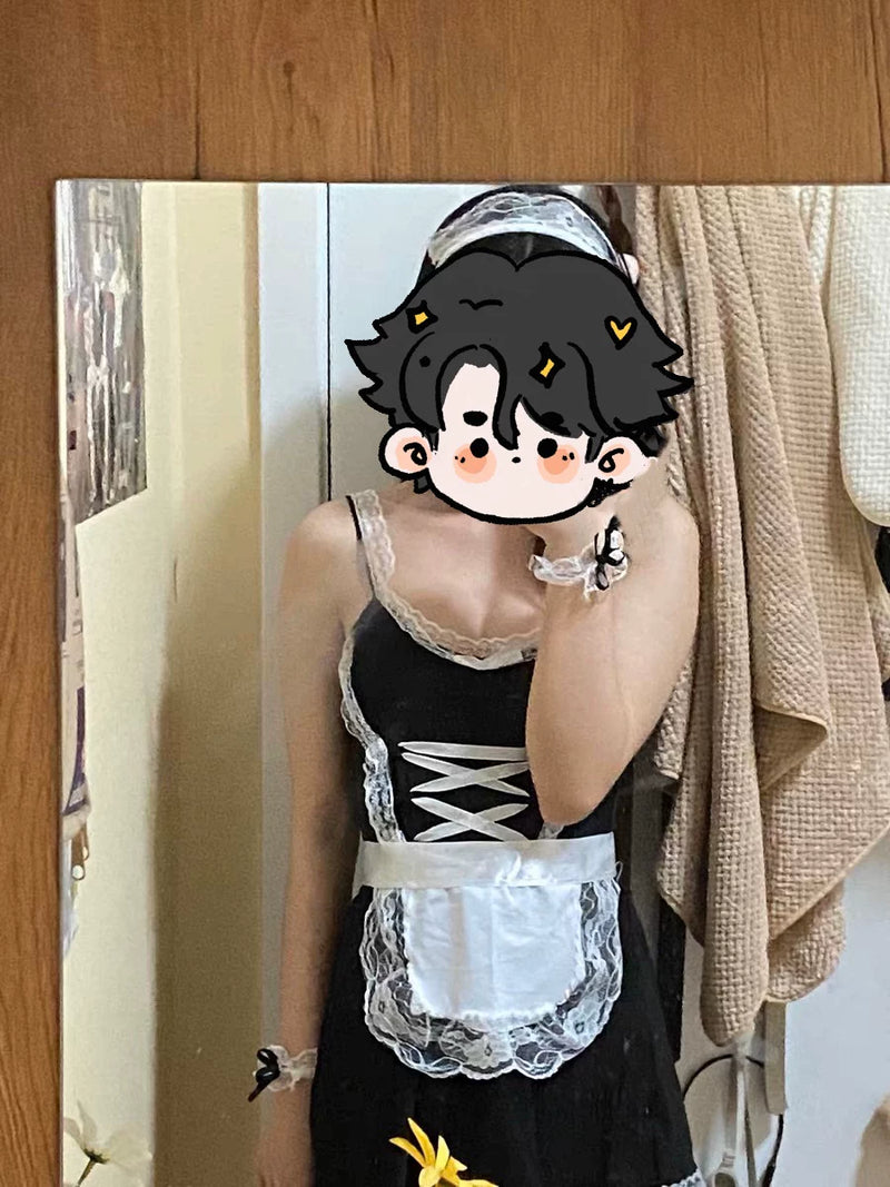 Japanese-Style Male Maid Outfit, Sexy and Pure Desire Cosplay Apron, Cross-Dressing, Transvestite Female Clothing, Boss Outfit, Maid-Themed, Erotic