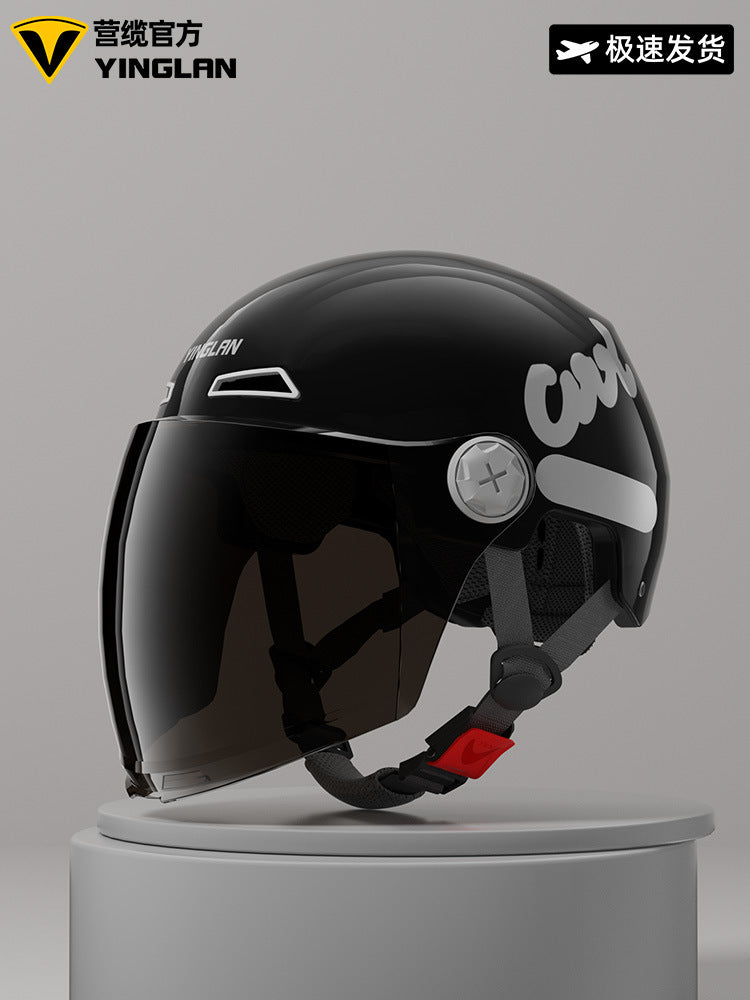 Camp cable helmet female electric car 3c new national standard four seasons universal battery car motorcycle male retro helmet half winter