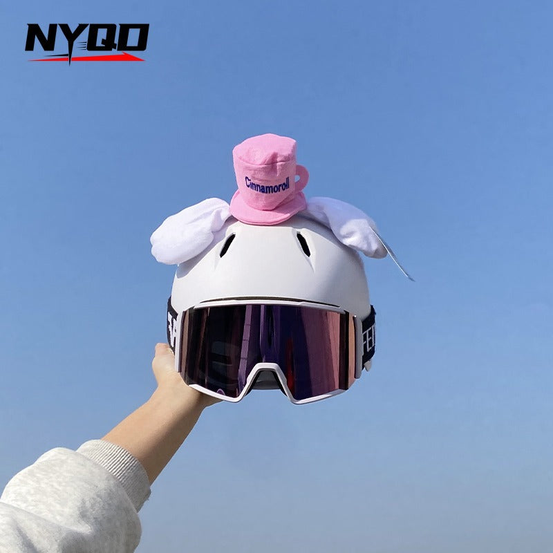 Helmet Decorations, Full-Face Helmets, Half-Face Ski Helmets, Plush Versatile Blue Bell Cat Ear Accessories, Removable