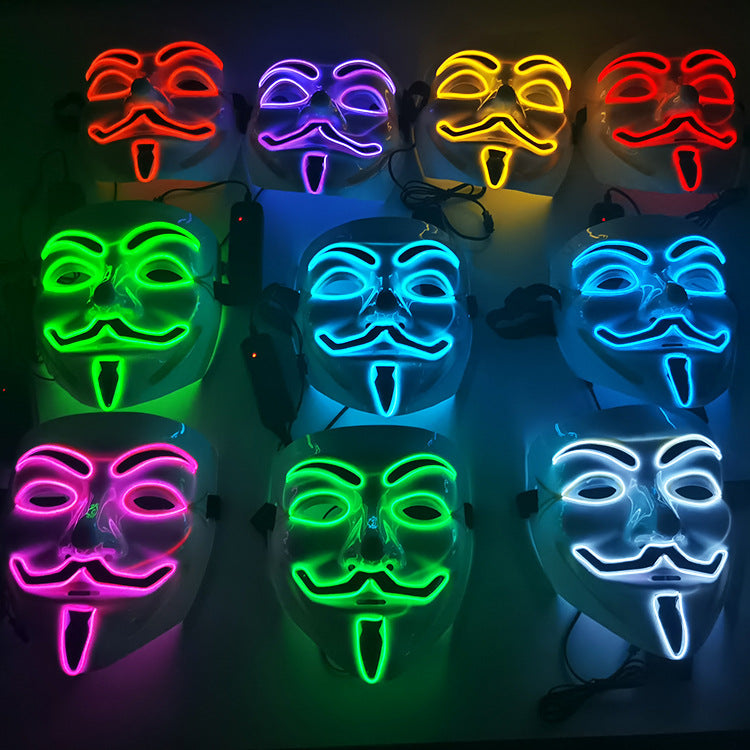 Step into the e-commerce Halloween black V word vendetta luminous mask handmade in stock wholesale ghost step dance cold light mask