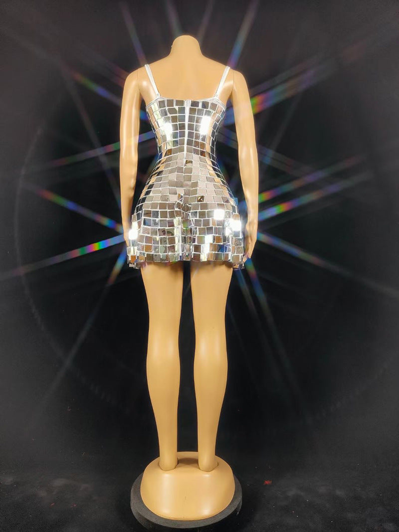 Birthday Costume Diamond Costume Sexy Suspender Elastic Large Sequin Skirt Ultra Short Dress Party Dress Night