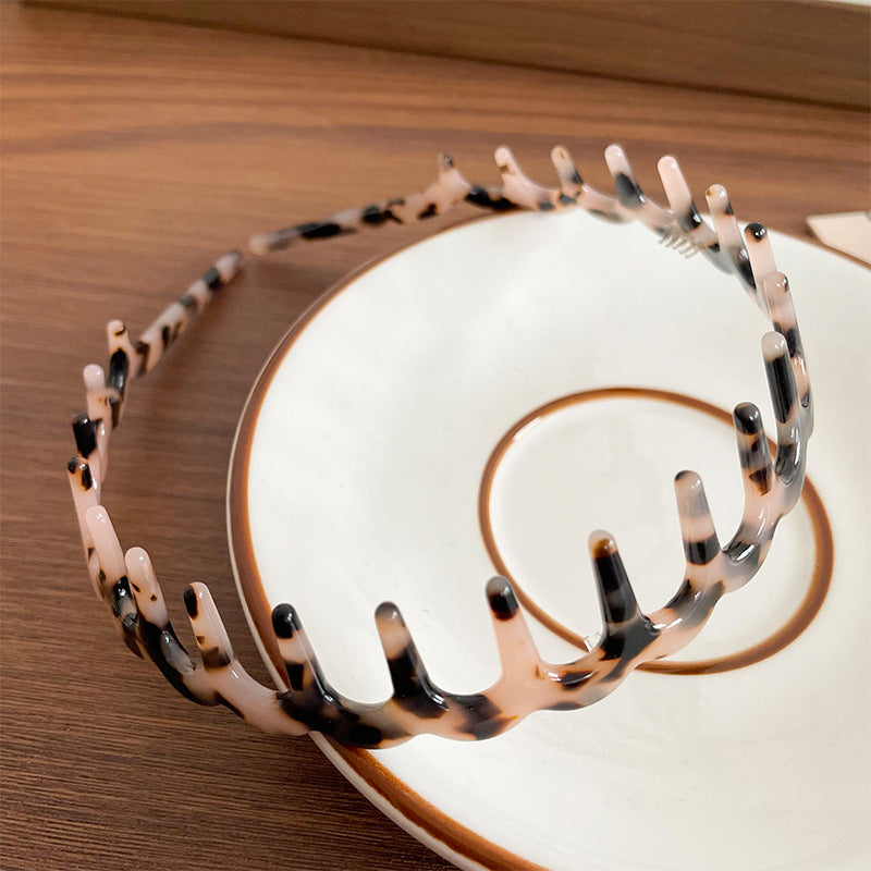 High Cranial Top Non-slip Toothed Headband Women's 2024 New Out-of-the-way Press Hair Clamp Wide-brimmed Hair Finishing Wash Face Headband