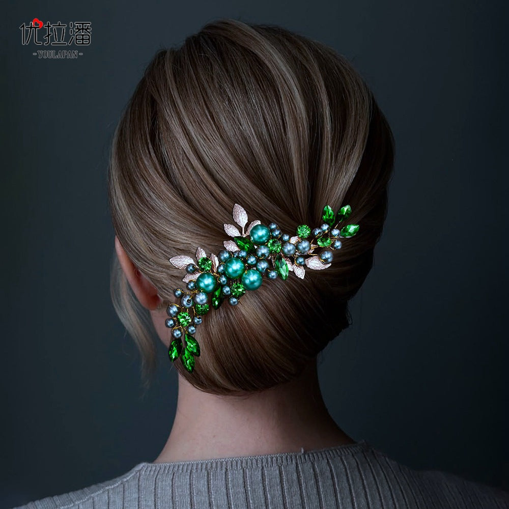 Youlapan Hp596 European and American Fashion Bridal Hair Comb Hand-Beaded Alloy Leaf Hair Accessories Hair Styling Accessories