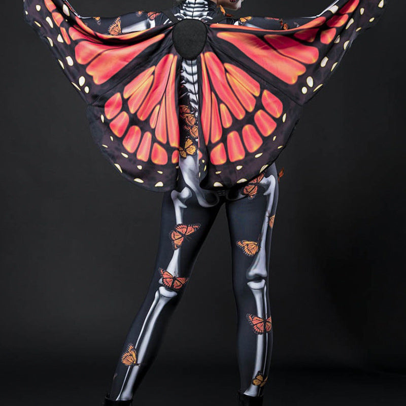 FD1064 2023 New Halloween European and American Butterfly Cloak Fashion Elegant Family Skull Jumpsuit