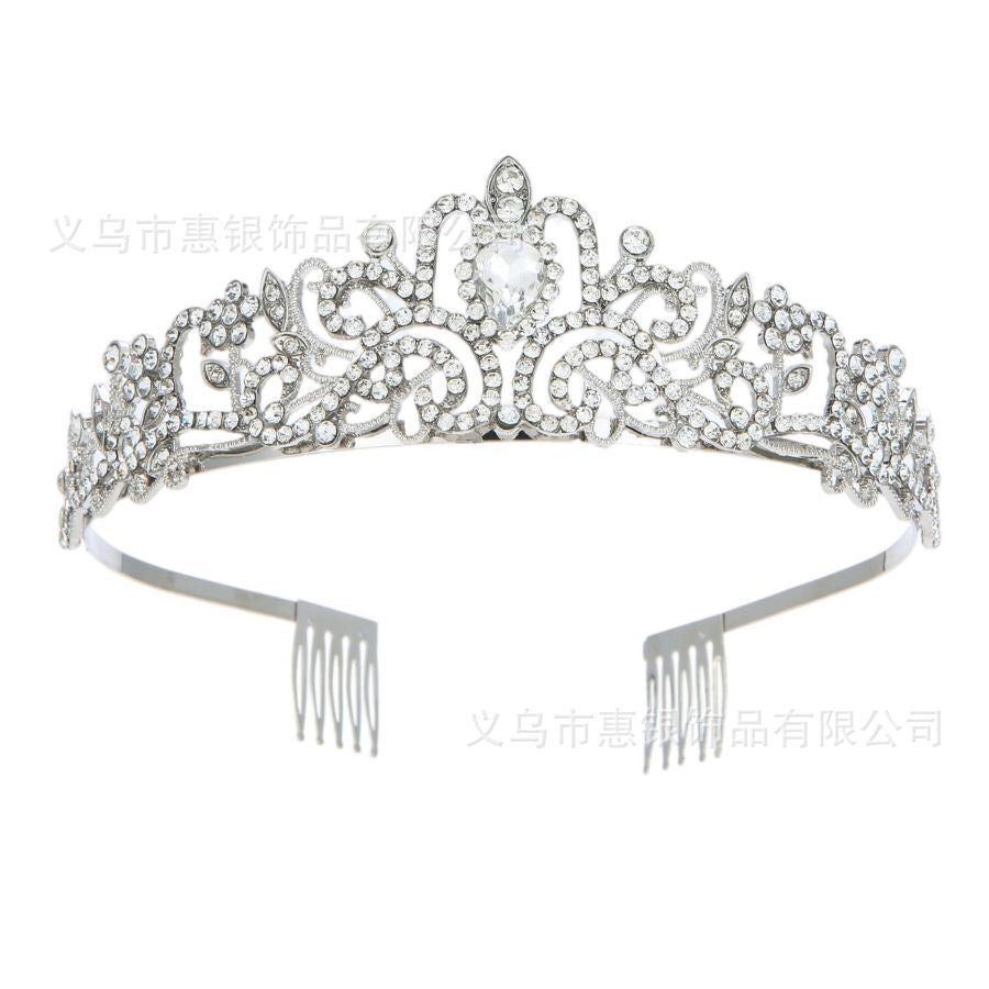 Hot sale crystal diamond bride wedding hair crown birthday headdress hair accessories ball crown car show performance headband