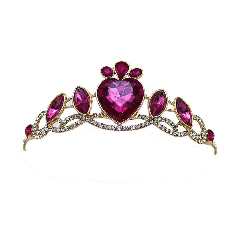 Korean Children's Crown Headwear Cute Princess Girls Children's Hair Band Crystal Elsa Children's Birthday Crown Fairy