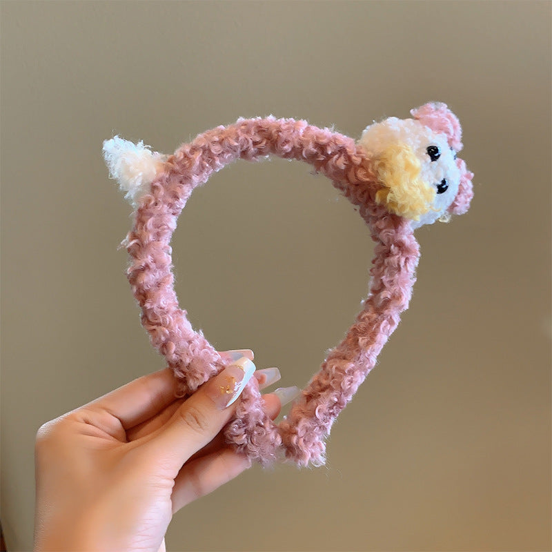 Bow cat ears plush headband face washing hair pressing non-slip headband sweet cute hair bundle children hairpin headdress