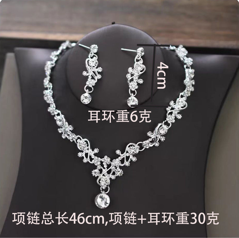 Bridal headdress suit hair accessories crown headband earrings wedding Korean wedding necklace jewelry wedding accessories wholesale