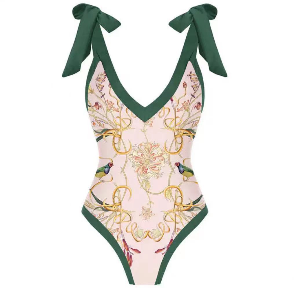 bikini Lace-Up Swimsuit Long Dress Chiffon bikini Southeast Asia Mesh Sexy One-Piece Swimsuit Women European and American