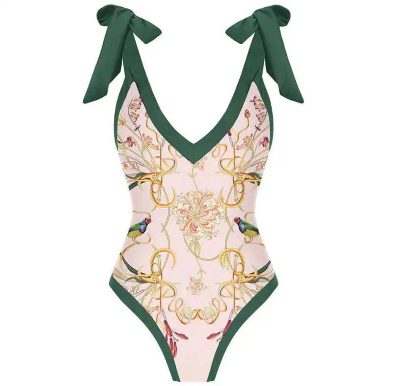 bikini Lace-Up Swimsuit Long Dress Chiffon bikini Southeast Asia Mesh Sexy One-Piece Swimsuit Women European and American