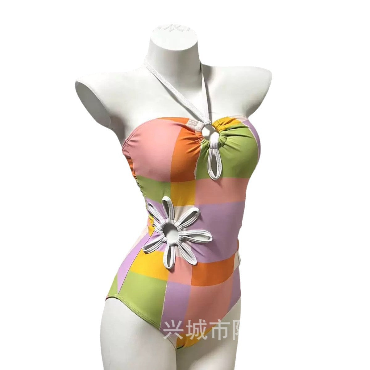 Wholesale European and American design new swimsuit women's sexy hollow simple wind neck one-piece swimsuit fashion beach vacation