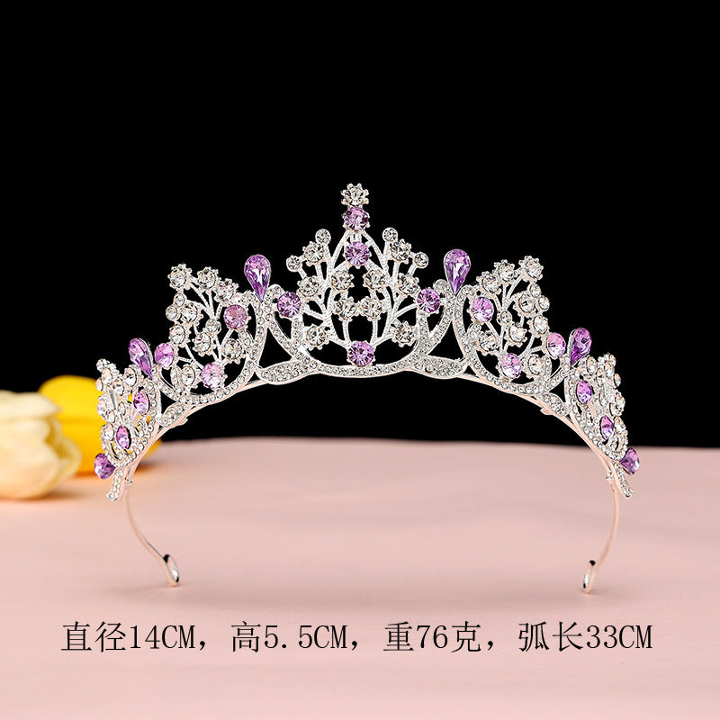 2024 New Bridal Headwear Three-Piece Crown Necklace Set Wedding Hair Accessories Wedding Accessories Jewelry Korean Style