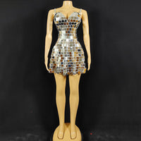 Birthday Costume Diamond Costume Sexy Suspender Elastic Large Sequin Skirt Ultra Short Dress Party Dress Night