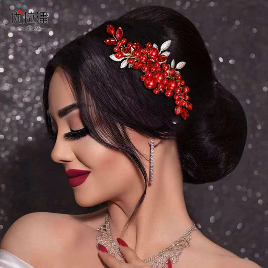 Youlapan Hp596 European and American Fashion Bridal Hair Comb Hand-Beaded Alloy Leaf Hair Accessories Hair Styling Accessories
