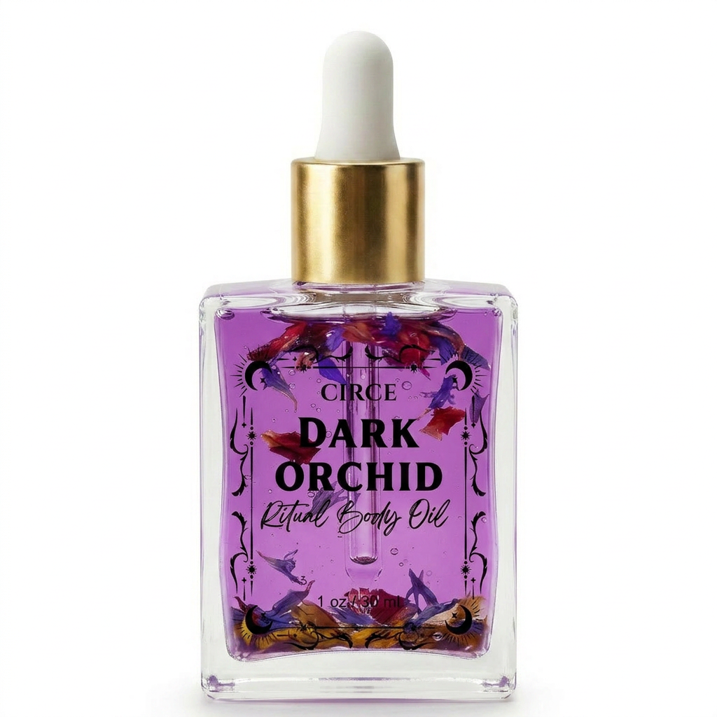 Dark Orchid Pheromone Body Oil — Seductive Orchid, Jasmine & Amber with Black Obsidian