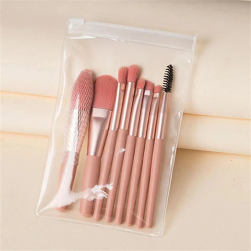 8-Piece Mini Soft and Fluffy Makeup Brush Set, Perfect for Makeup Beginners, Used for Foundation, Blush, and Eyeshadow to Create