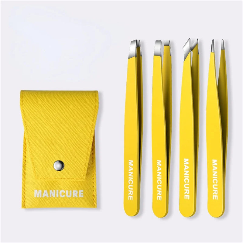 Eyebrow Tweezer Colorful Hair Beauty Fine Hairs Puller Stainless Steel Slanted Eye Brow Clips Removal Makeup Tools