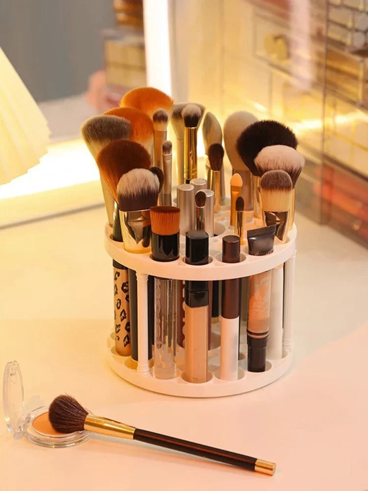 45-Hole Rotating Makeup Brush Stand – Keep Brushes Visible & Within Reach, Beauty Storage Organizer