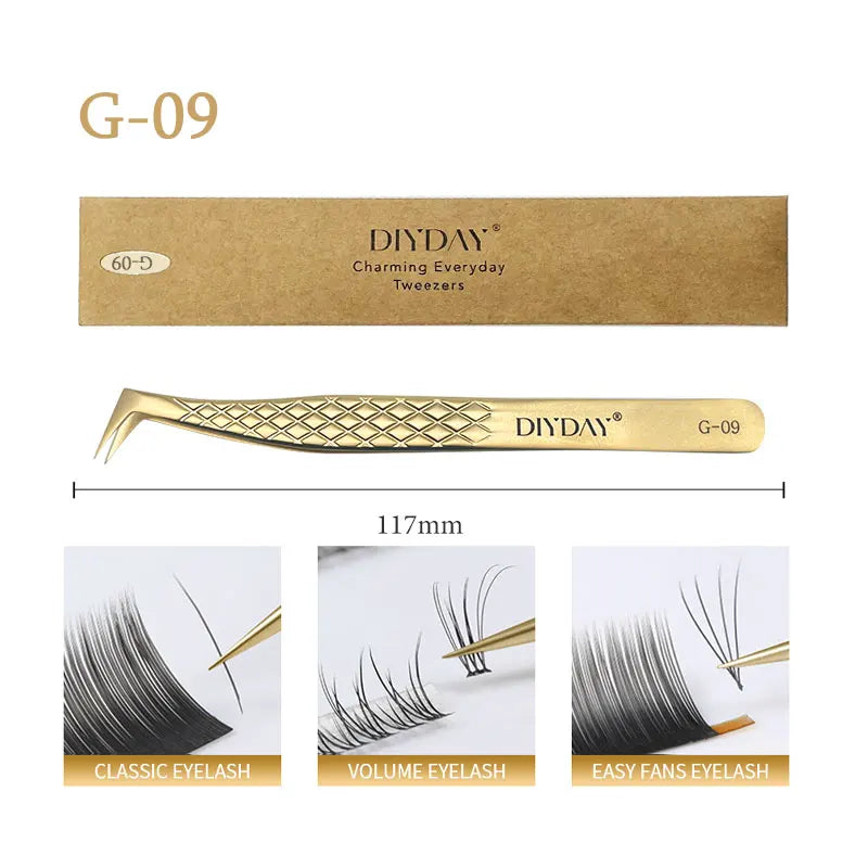DIYDAY Anti-slip Eyelash Extension Tweezers Stainless Steel Fiber Tip Lashe Tweezer Precision Makeup Tool for Professional Use
