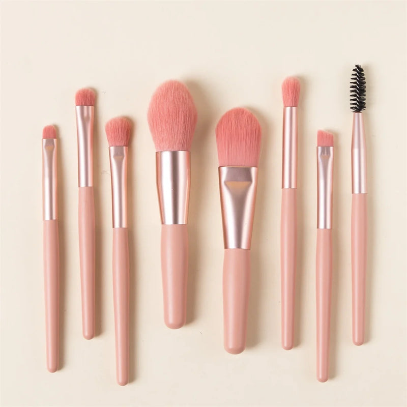 8-Piece Mini Soft and Fluffy Makeup Brush Set, Perfect for Makeup Beginners, Used for Foundation, Blush, and Eyeshadow to Create