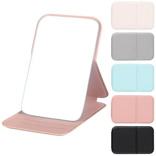 Solid Color PU Leather Foldable Makeup Mirror, Portable Handheld Pocket Mirror, Cute Compact Cosmetic Mirror for Students
