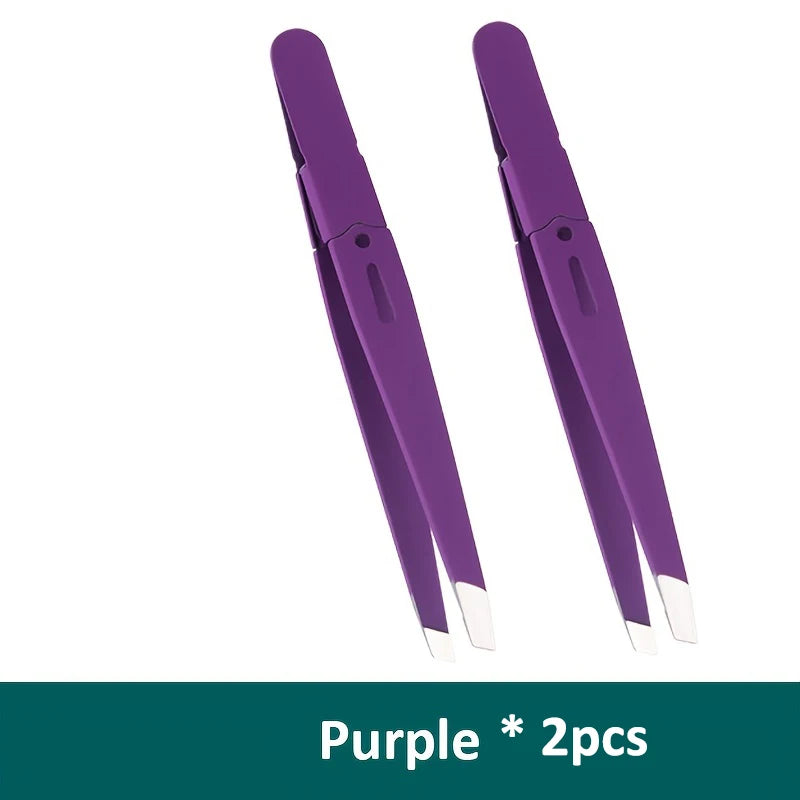 Eyebrow Tweezer Colorful Hair Beauty Fine Hairs Puller Stainless Steel Slanted Eye Brow Clips Removal Makeup Tools