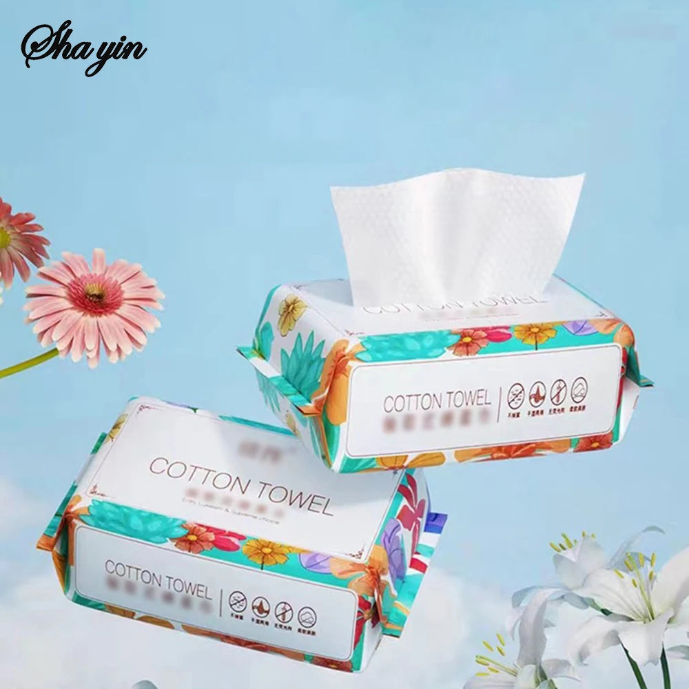 Flower face towel, pure cotton disposable face towel, thickened makeup remover pad, soft cleansing pad, face towel Facial makeup
