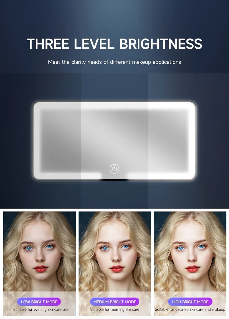 Car Interior Mirrors Sun Visor Plate LED HD Makeup Mirror for Girls Women Rechargeable Fill Light Universal Thin Vanity Mirror